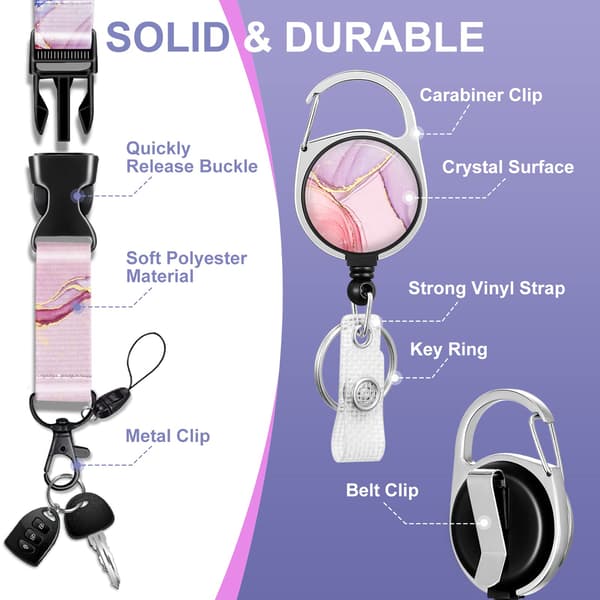 Nyckelband och infällbar märkesrulleklämma