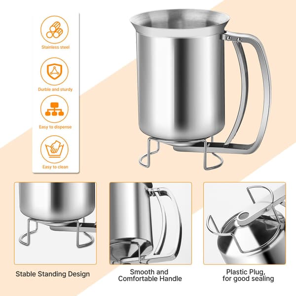 Pannekakerøredispenser i rustfritt stål - flott for baking, cupcakes, muffins - matlaging av crêpes, vafler - Easyflow-tut