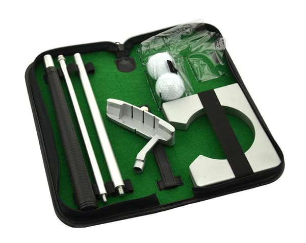 Executive Gift Bärbart Golfputterset med Boll Hålkopp för Resor Inomhus Golfputtningsträning