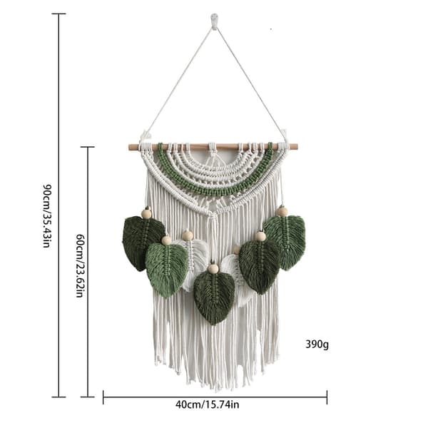 Blader vevd billedvev blad dusk boho håndverk elegant bakteppe makrame veggteppe hjemmedekorasjon