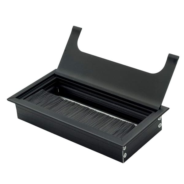 Rektangulær kabelgjennomføring metalltrådhulldeksel for håndtering av datamaskinbordtråd svart 160 mm x 80 mm - Pakke med 2