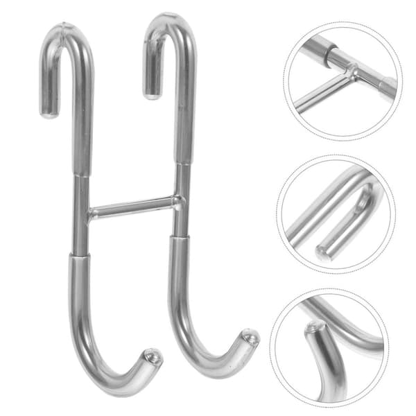 Duschdörrkrok i glas, 2-pack silver 304 rostfritt stål förlängda duschdörrkrokar