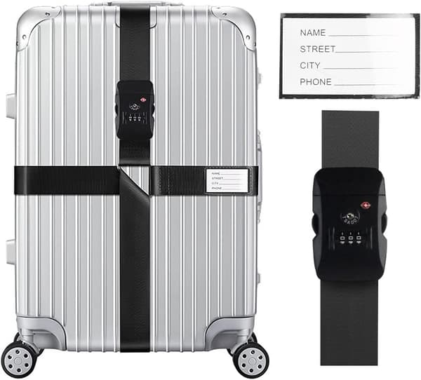 Bagagestropper med TSA-lås, rejsebælte til bagage, godkendte bagagestropper (grøn+sort)