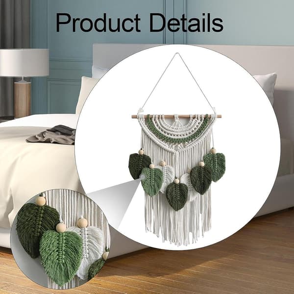 Blader vevd billedvev blad dusk boho håndverk elegant bakteppe makrame veggteppe hjemmedekorasjon