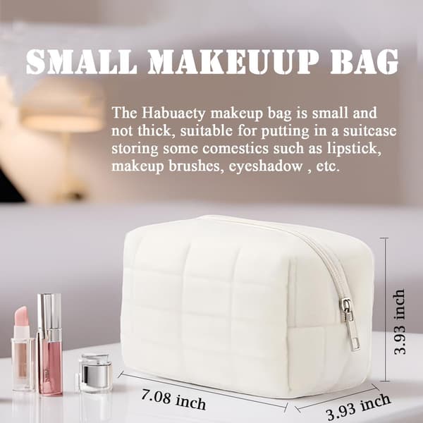 Makeuptaske Små Makeuppunge til Pung Kvinder Ternede Rejse Makeuppung Fluffy & Plys Materiale