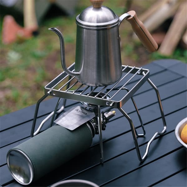 Sammenklappelig campingbålstativ over bål, delt komfur i 304 rustfrit stål (ristetråd)
