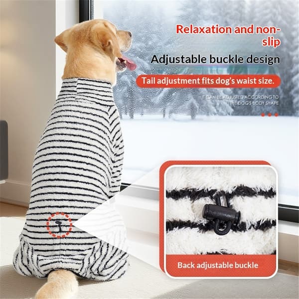 Raidalliset koiran pyjamat joustavat 4 jalkaa koiran yöasut vaatteet