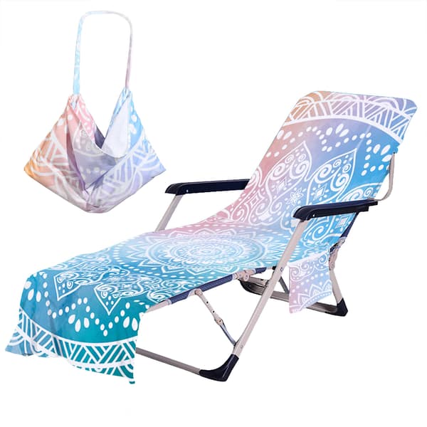 Strandstolsöverdrag med sidofickor Tjockt och snabbtorkande solstolsöverdrag (blått)