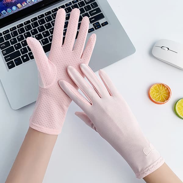 Is Silke Solcreme Handsker til Kvinder, Solbeskyttende Åndbare Handsker Mode Køre Tynde Touchscreen Luffer (Stykker)