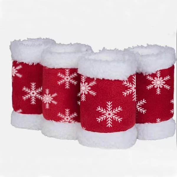 Julröda benskydd för häst i polarfleece, 4-pack