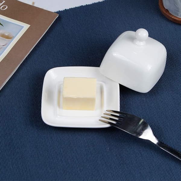 Rektangulär smörrätt, vit kupolformad osträtt, individuell servering, mini-smörbricka