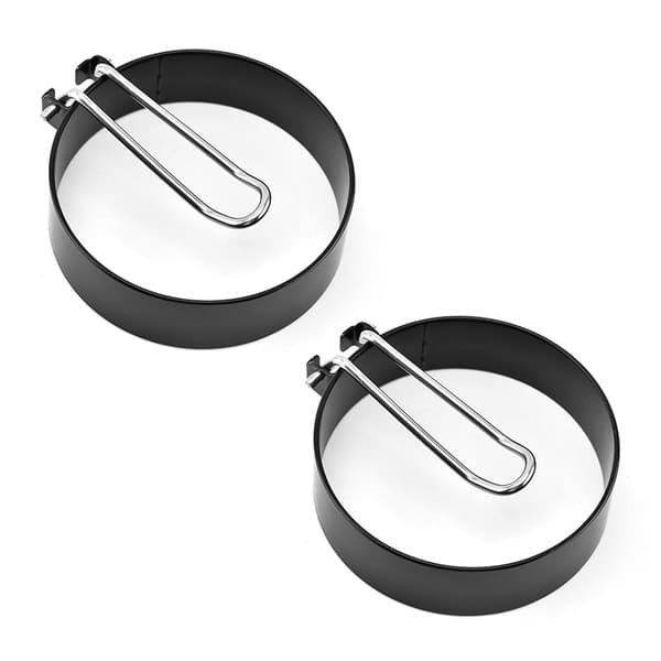 2 stk. æggering sæt til stegning eller formning af æg, runde æggekogerringe til madlavning, rustfrit stål non-stick formcirkler