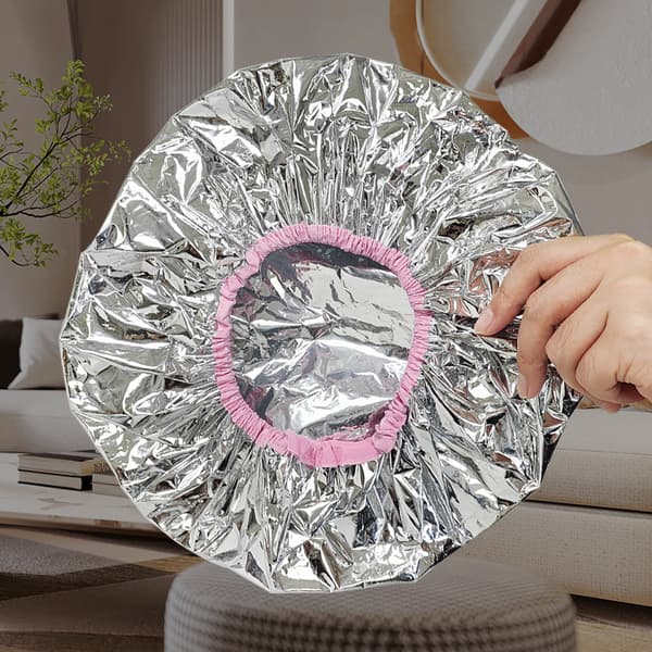 Badehætte Varmeisolering Aluminium Folie Hat Elastisk Badehætte til Kvinder Frisørsalon Badeværelse -Sølv