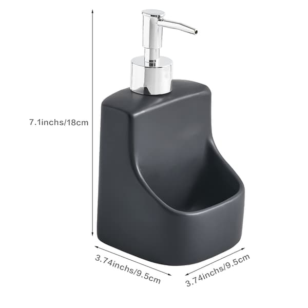 Opvaskemiddeldispenser med svampeholder til køkkenvask, håndsæbepumpeflaske og opbevaring 2-i-1 til badeværelsesbordplade (sort)