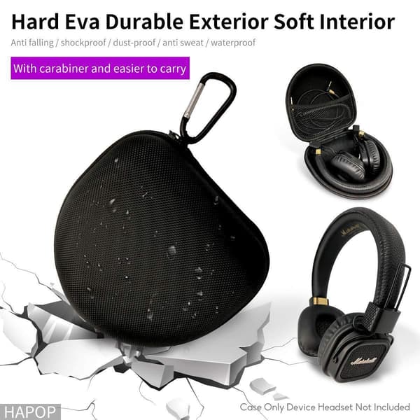 Hård rejsehovedtelefonetui Organizer Bluetooth trådløse on-ear hovedtelefoner opbevaringstaske pose til (sort)