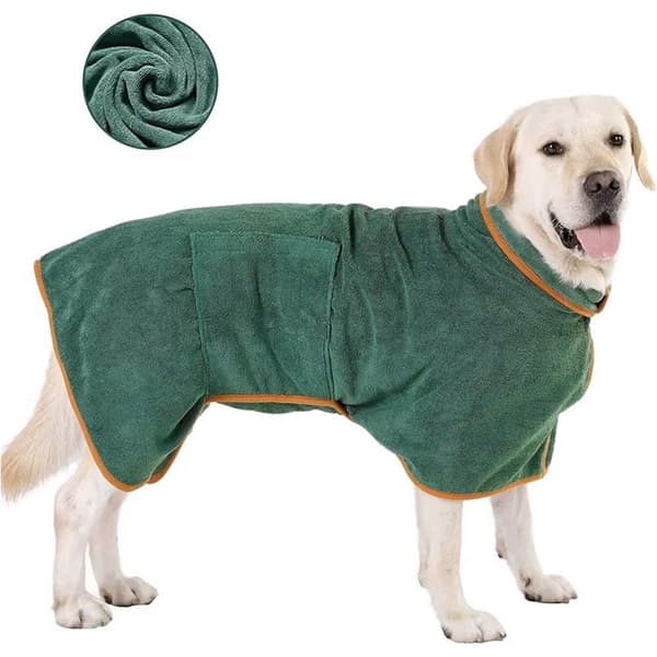Hundtørrefrakke - Hurtigtørrende hundehåndklæderobe - Mikrofiber absorberende kæledyrsbadekåbe