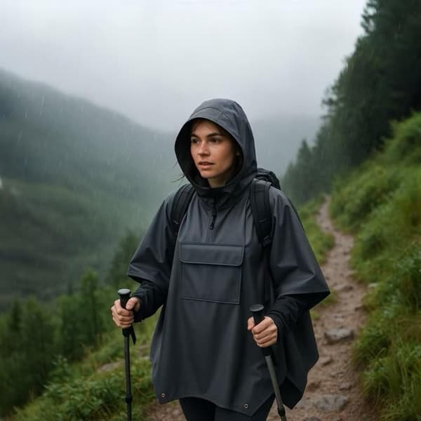 Voksen regnponcho med hætte, ponchoer til voksne til camping, vandreture, rejser, udendørs