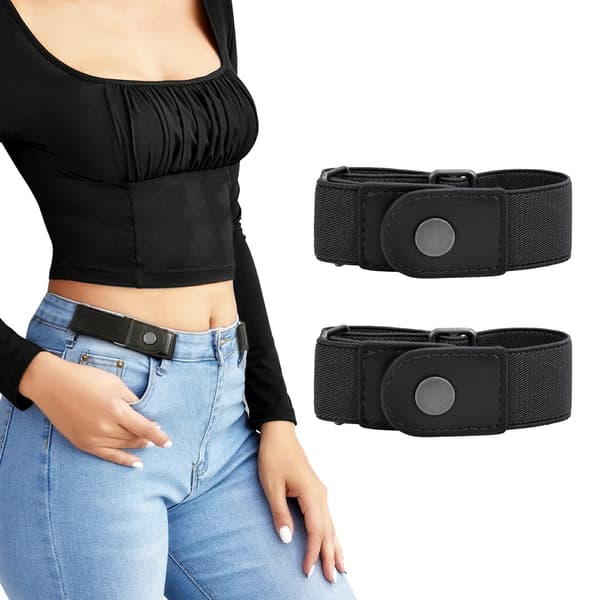 Spenneløst stretchbelte / Menn – 2-pakning elastisk usynlig belte til jeans