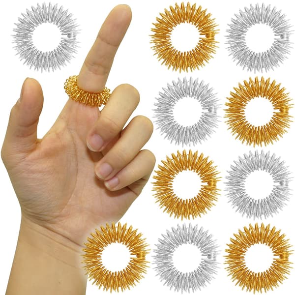 Fingermassagering 10 Stykker Afslappende Legetøj til Akupressurterapi Stresslindring Medicin Massager til Hænder Stille Afslapning Reducer