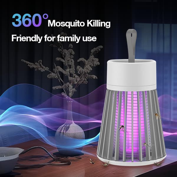 Myggemorder, lav støj, til indendørs, have, camping, picnic til terrasse og rejser (grå-1 stk)