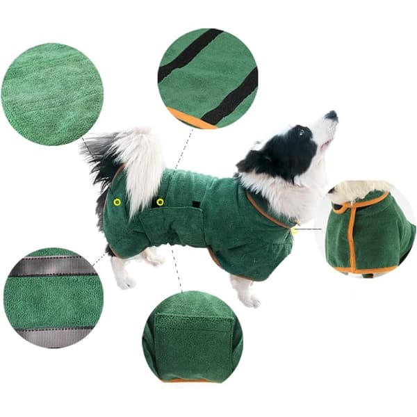 Hundtørrefrakke - Hurtigtørrende hundehåndklæderobe - Mikrofiber absorberende kæledyrsbadekåbe