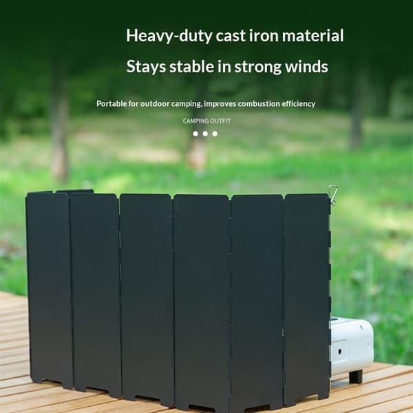 30 cm Campingkök Vindskydd, 10-panels Vikbart Vindskydd för Butan-/Propanbrännare & Grillar