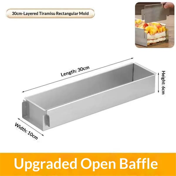 Tiramisuform, rektangulär kakform, Tiramisu kakform med ram, lång storlek 12 * 3,9 * 2,3 tum