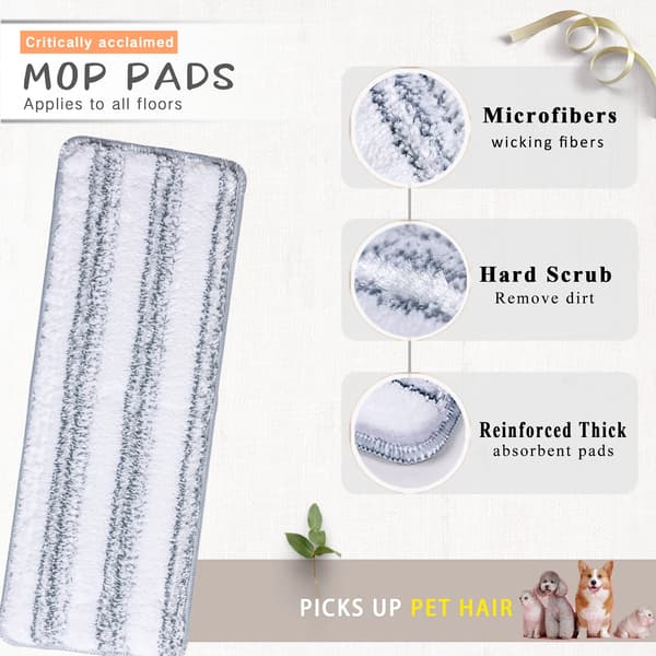 Flad moppehoved-refill, flade moppepuder, mikrofiber moppepuder flade moppe-erstatningshoveder (hvid og grå) (stykker)