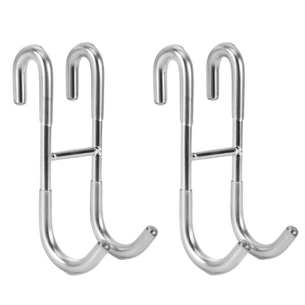 Over brusedør glas krog, 2 pak sølv 304 rustfrit stål forlængede brusedørskroge