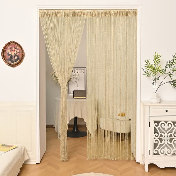 Perlegardin Dørgardiner (39×78.7in/100×200cm, Champagne)