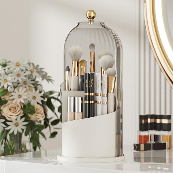 Makeupbørsteholder 360 roterende klar makeup-organizer til badeværelsesbordplade