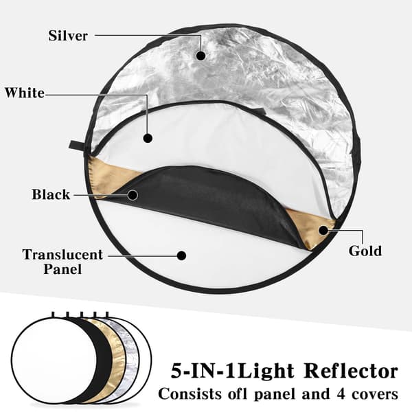 32\" (80 cm) lysreflektor 5-i-1 rund lysdiffusor fotoreflektor