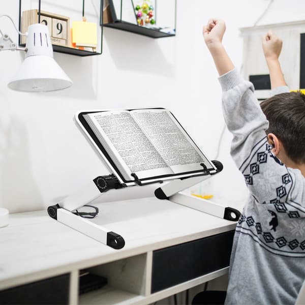 Bokstativ for lesing Justerbart lærebokstativ Ergonomiske sengebokholdere for lesing med binders Skrivebordsbokstativ gratis