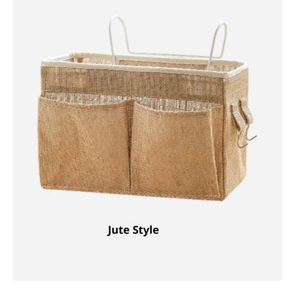 Sengekant Caddy Hængende Organizer Sengeopbevaringspose (flad mund khaki farve)