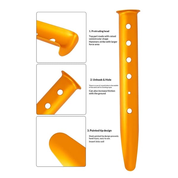 Teltplugger i aluminium for camping i snø og sand 10 STK Strandteltplugger U-formede teltplugger