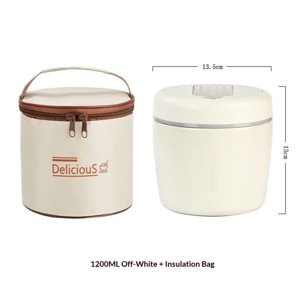 för varm mat 1,2L vakuumisolerad mattermos (beige)