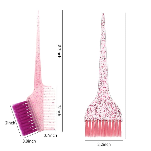 3 stk. Hårfarvebørste og skålsæt, Hårfarvningssæt - Farveskåle, vinklet kam og børste til hårfarve