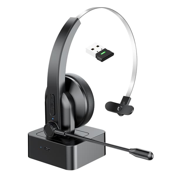 Bluetooth-headset med mikrofon, brusreducerande trådlösa on-ear-hörlurar