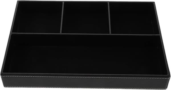Smyckesförvaringsfodral Svart Läderbricka Organizer (Svart)
