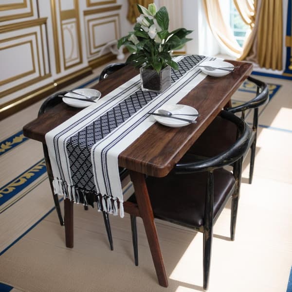 Boho Vævede Bordløbere i Bondegårdsstil med Kvast - Elegant Stribet Bordpynt til Spisestuen