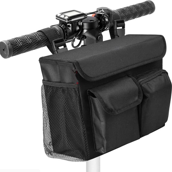 Mobilitetsscootertaske – Organizerpose med 14-tommer laptoplomme og kopholdere (sort, kun taske)