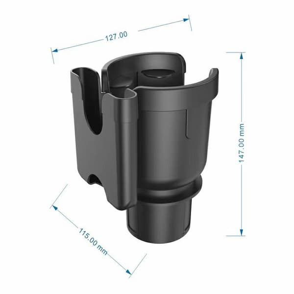 Mukitelineen laajennussovitin puhelintelineellä, 2-in-1 mukiteline autoon, musta, ajoneuvo