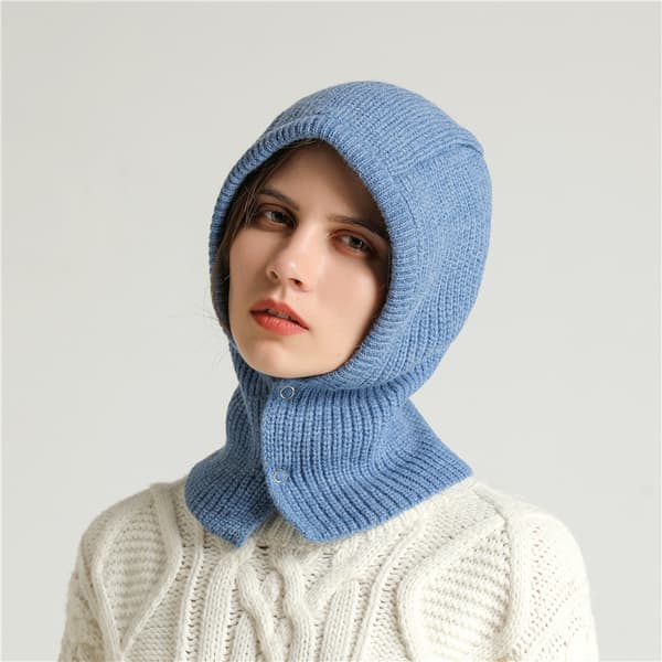 Strikket Pullover Hue Vinter Varm Hætte Tørklæde Hat til Kvinder Mænd Vindtæt Tørklæde Hue Øreklap Strik Hætte Hatte Vinter Tørklæde (2 stk.)
