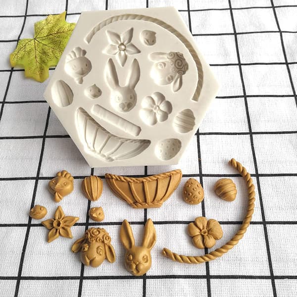 Silikonform for baking, skogdyr blomsterkurv silikonform kakebaking dekorering sjokoladeform påskeblomsterkurv