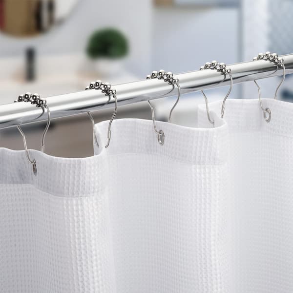 Duschdraperiringar, rostfria duschkrokar i metall för badrumsduschdraperistänger - Set om 12, nickel