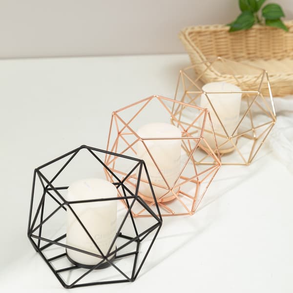 Telysholdere Metalltråd Jern Telysestake Geometrisk Lysestake Midtpunkter for Bryllup -Stykker