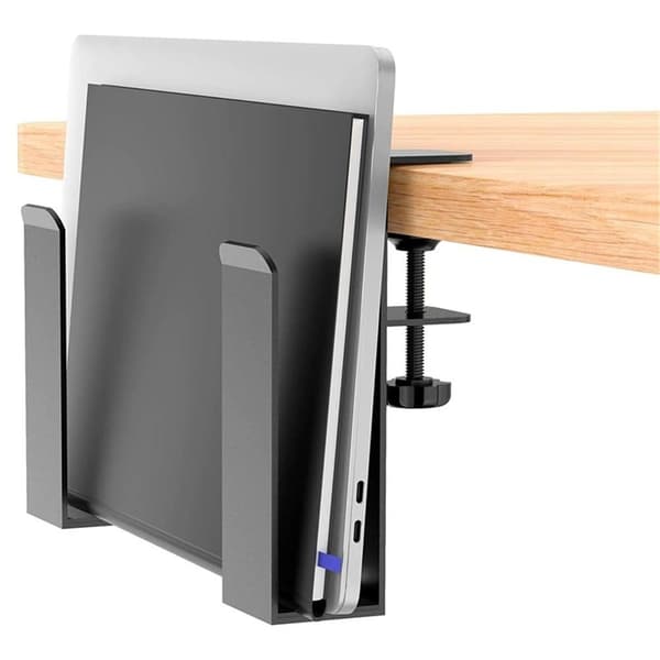 Side Laptop Mount, No Drill Desk Storage Organizer, Rustfrit stål hængende notesbogholder (SORT)