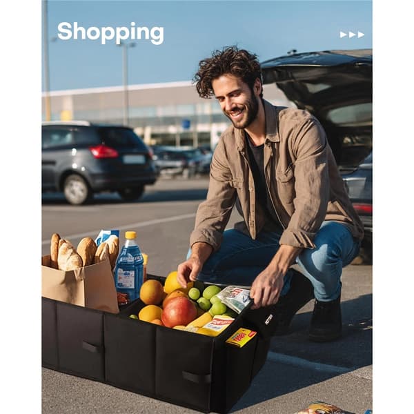 Bagagerumsorganizer - SUV'er og sedaner, bilorganisering med 2 rum, sort, 21,25\"×12,6\"×10,6\"