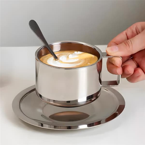 Kaffekoppsett i rustfritt stål