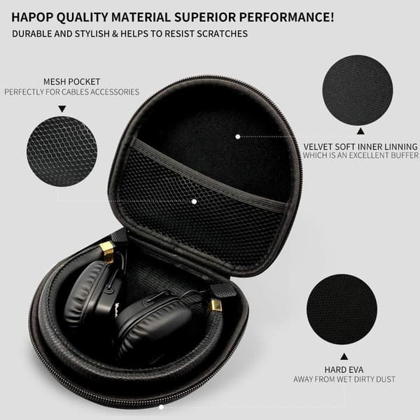 Hård rejsehovedtelefonetui Organizer Bluetooth trådløse on-ear hovedtelefoner opbevaringstaske pose til (sort)